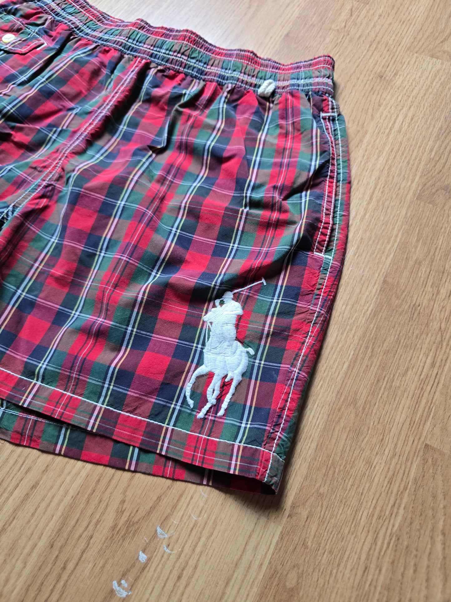00s Ralph Lauren Big Pony Plaid Swim Shorts (M)