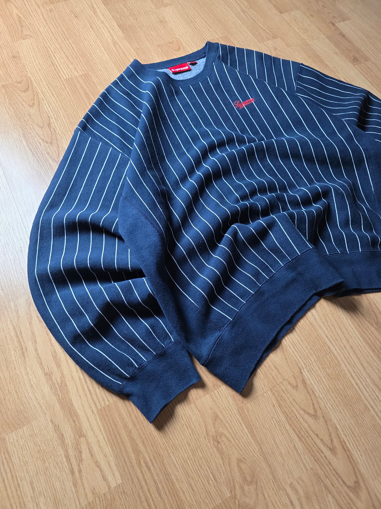 Supreme Pinstripe Crewneck Sweatshirt (XL)