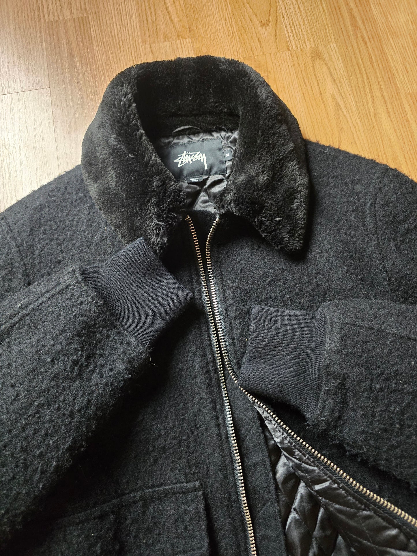 Stussy Wool B-10 Quilt Lined Bomber Jacket (M)