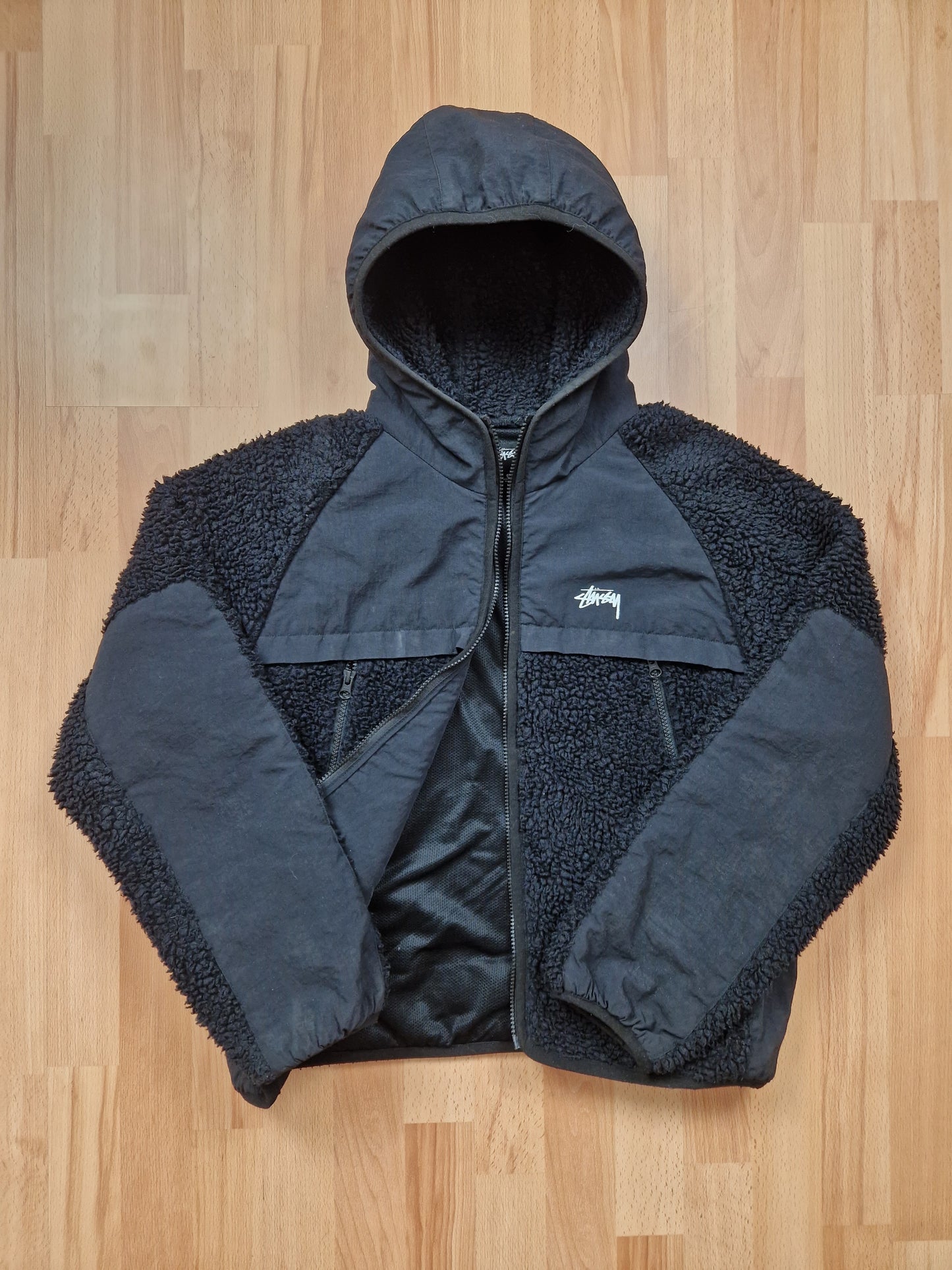 Stussy Paneled Hooded Sherpa Jacket (S/M)