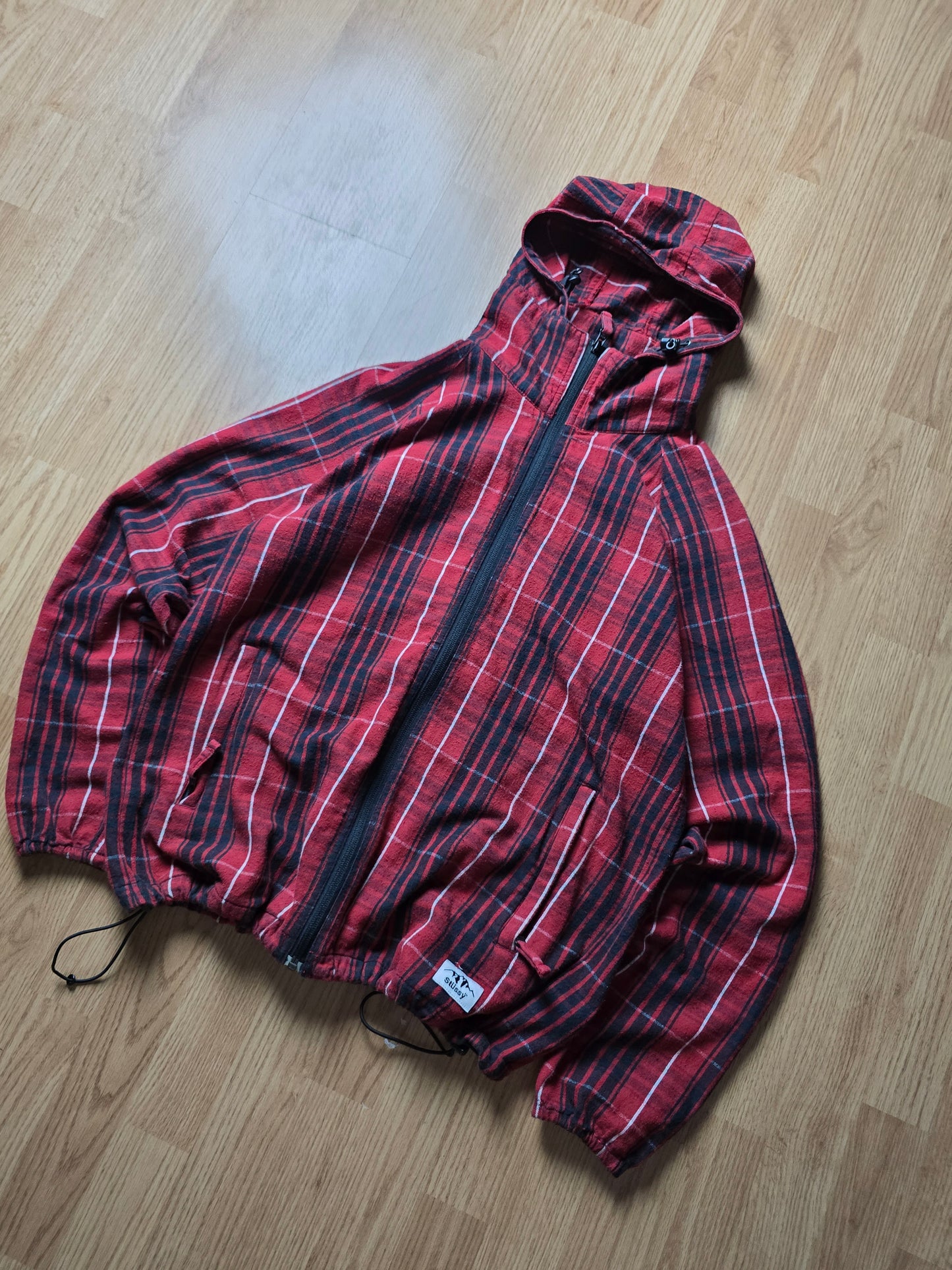 00s Stussy Plaid Zip Up Lightweight Cotton Jacket (M)