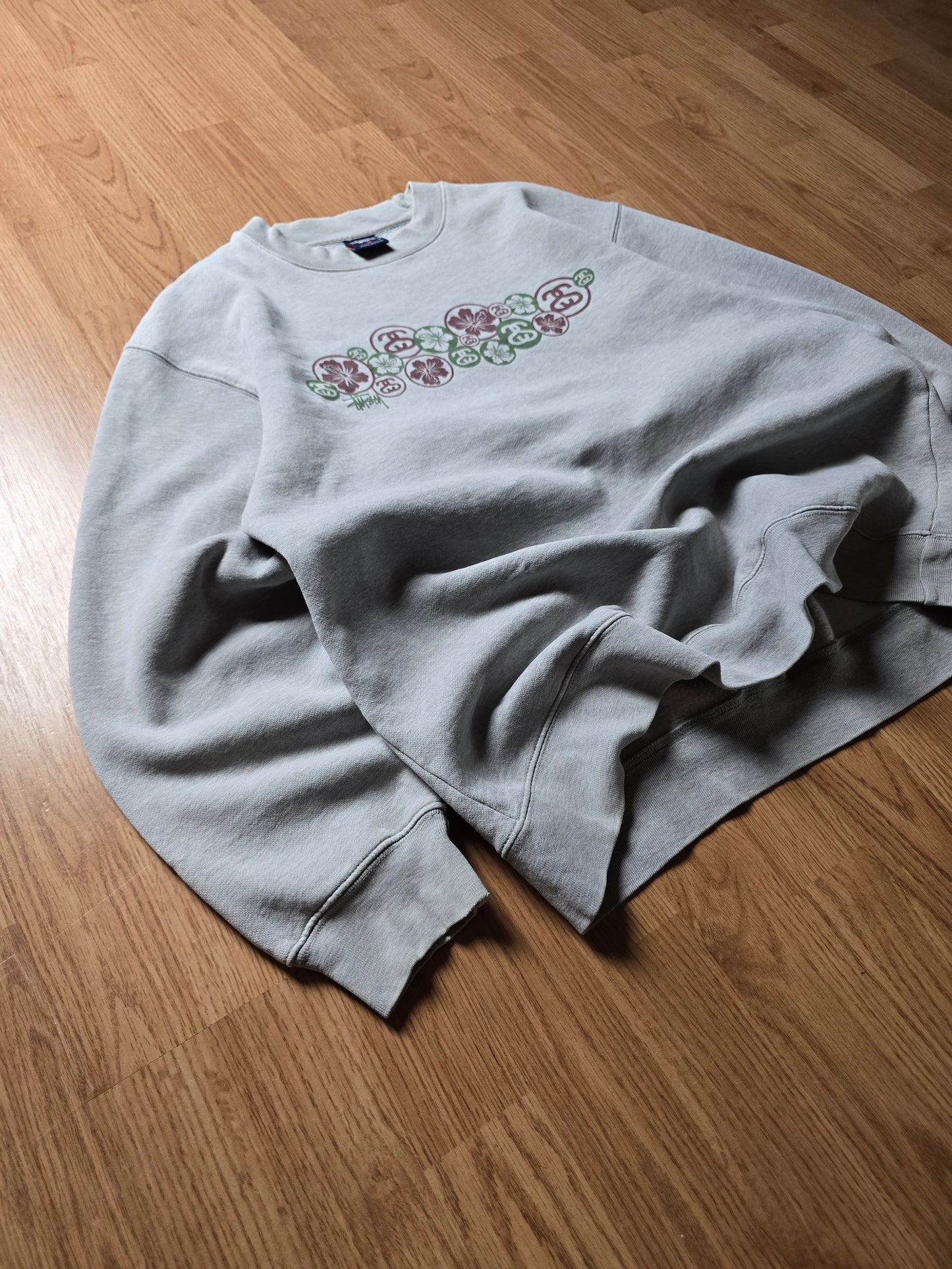 90s Stussy Floral Print Crewneck Sweatshirt (M)