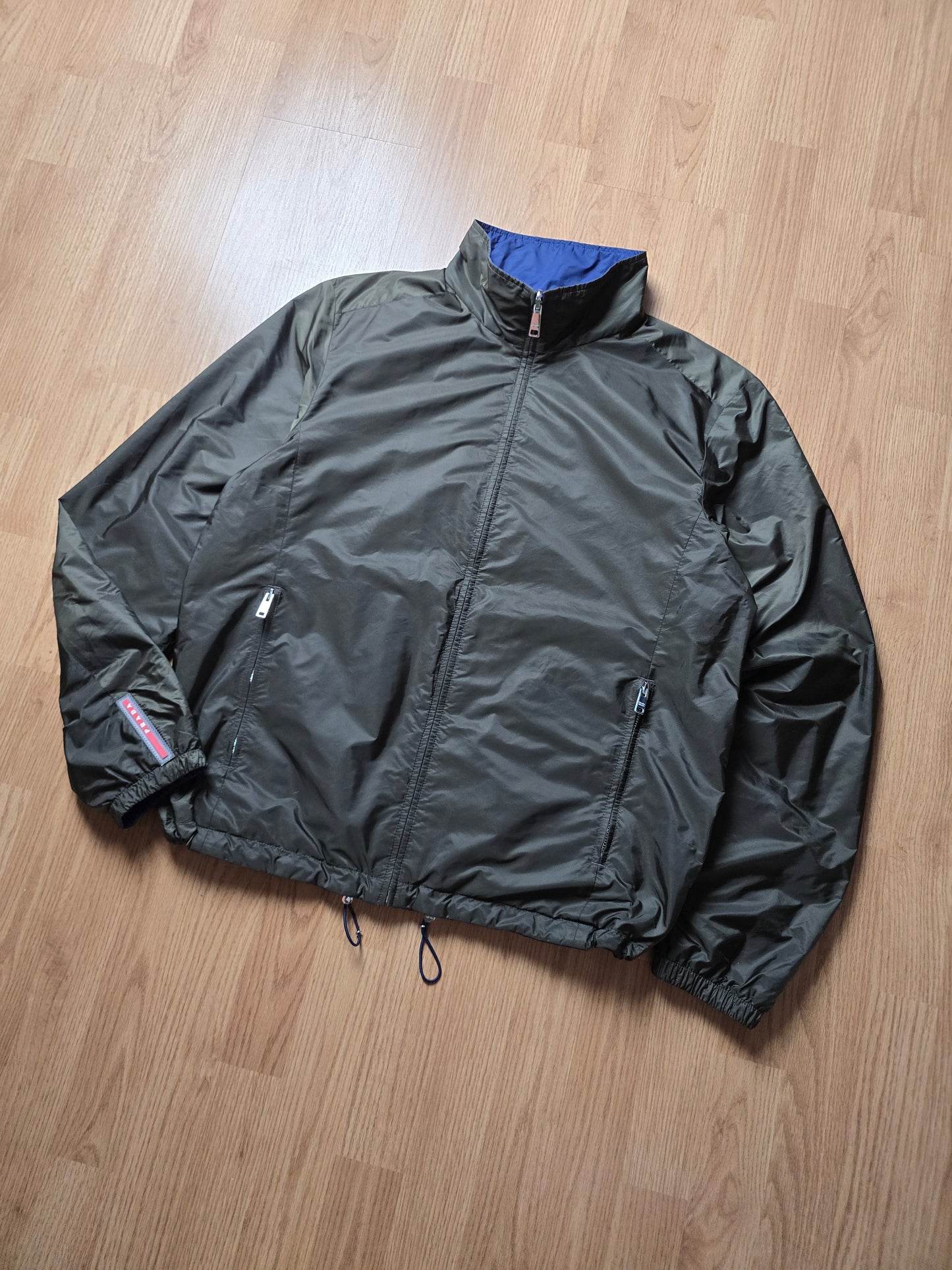 Prada Luna Rosa 2017 Padded Resin-Coated Nylon Reversible Jacket (L)