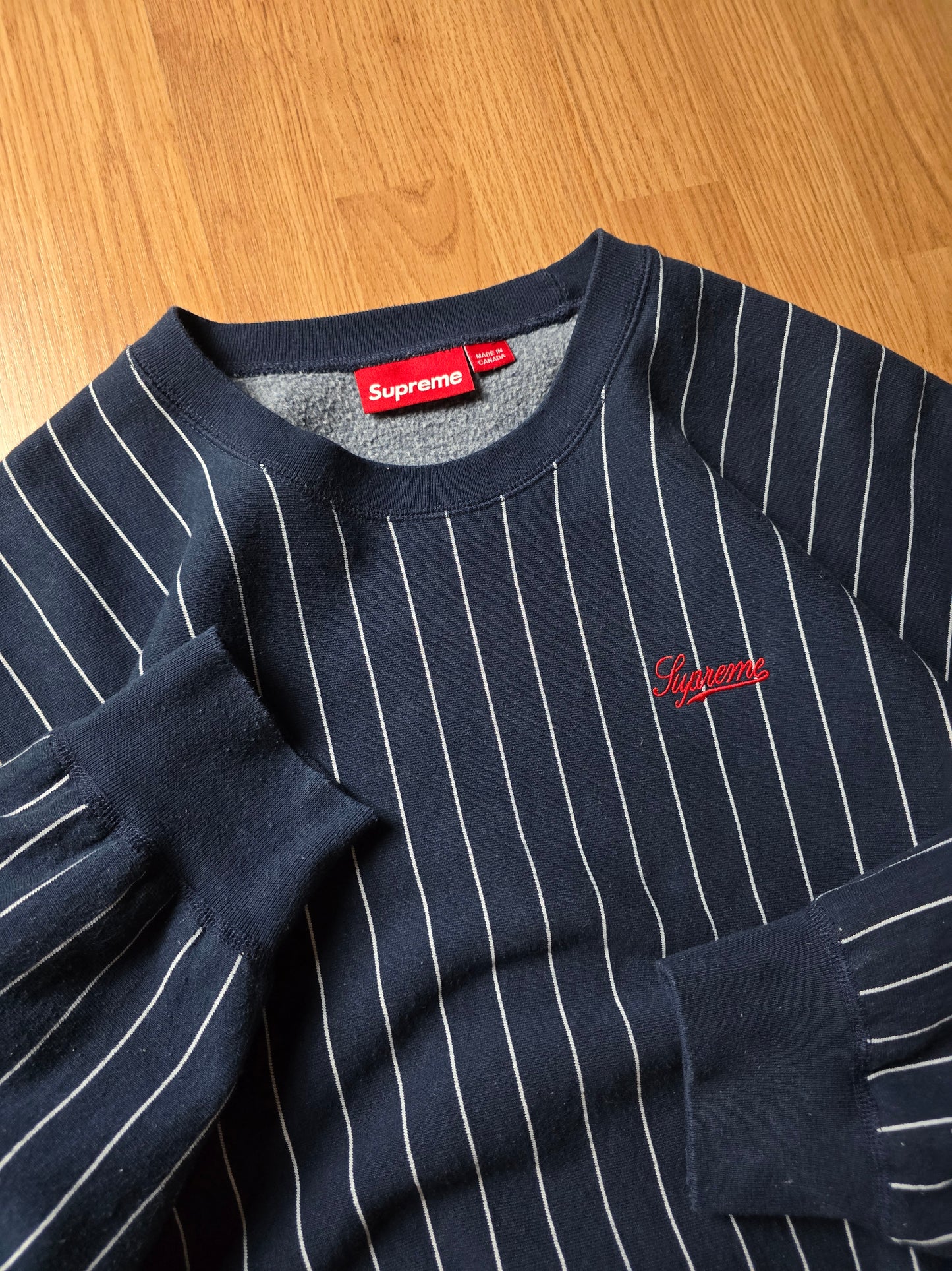 Supreme Pinstripe Crewneck Sweatshirt (XL)