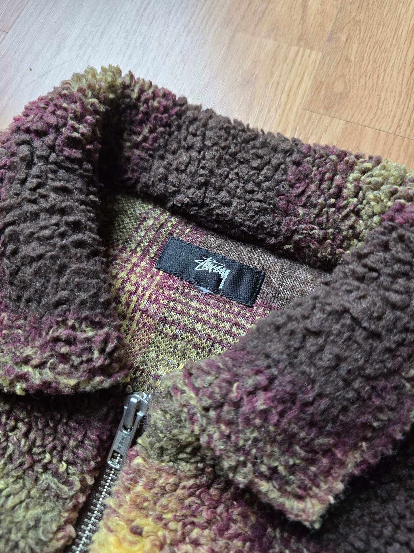 Stussy 'Shadow Plaid' Sherpa Zip Shirt/Jacket (M)