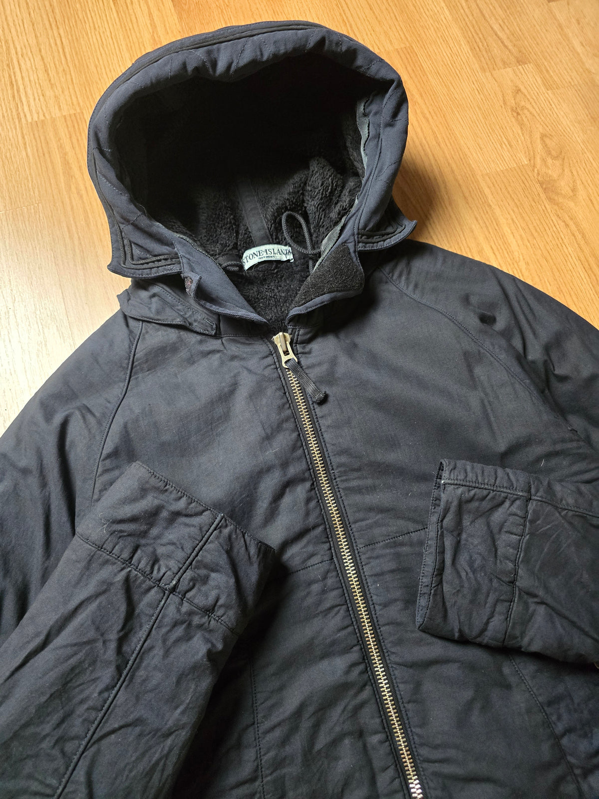 Stone Island Flaace Lined Mussola Gommata Hooded Bomber Jacket (M)