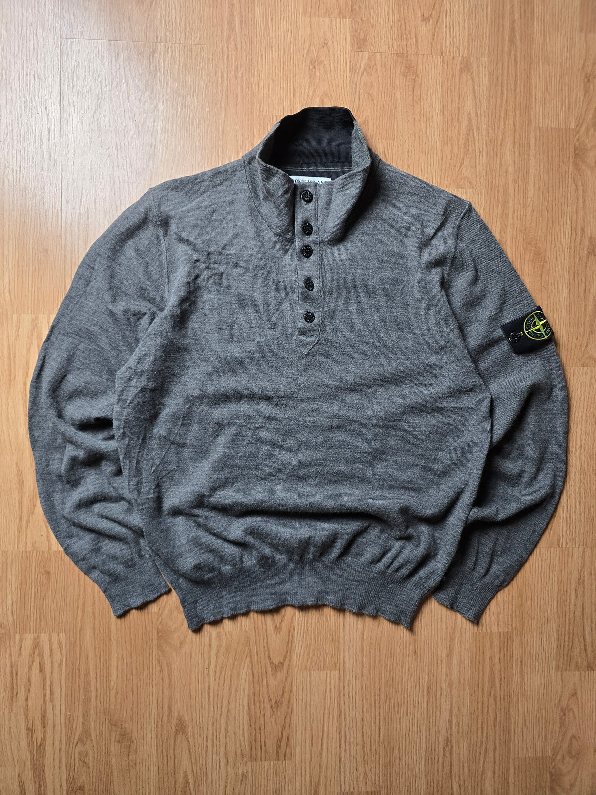 Stone Island 1/4 Button Lightweight Wool Knit Sweater (M)