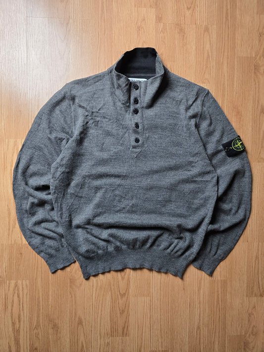 Stone Island 1/4 Button Lightweight Wool Knit Sweater (M)