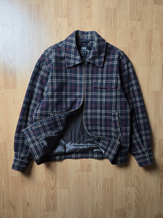 Vintage Balenciaga Wool Plaid Harrington Jacket (S/M)