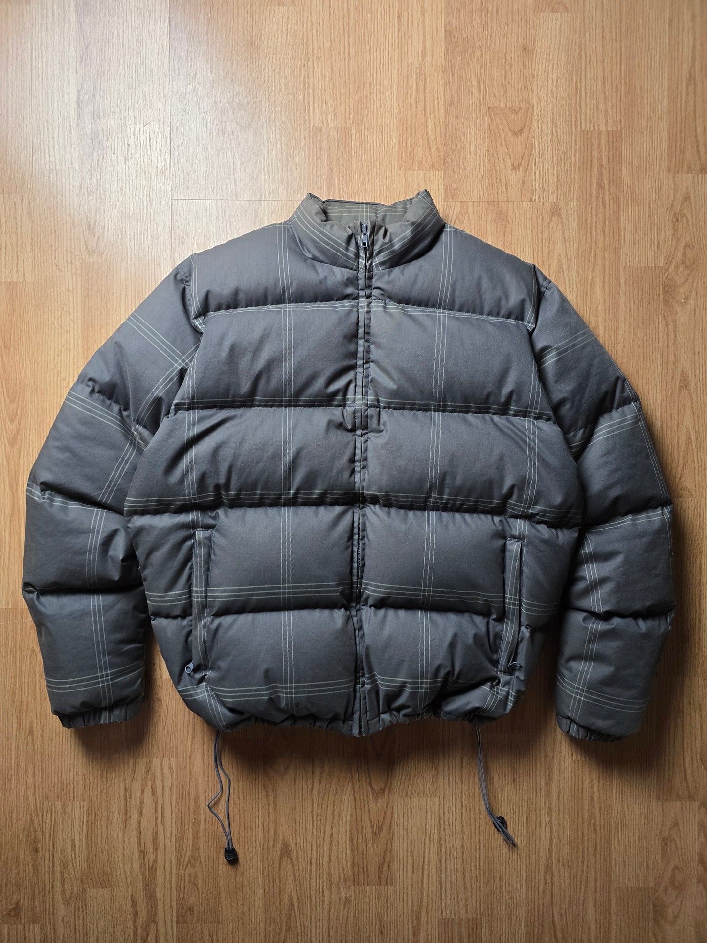 Vintage Stussy Micro Plaid Down Puffer Jacket (L)