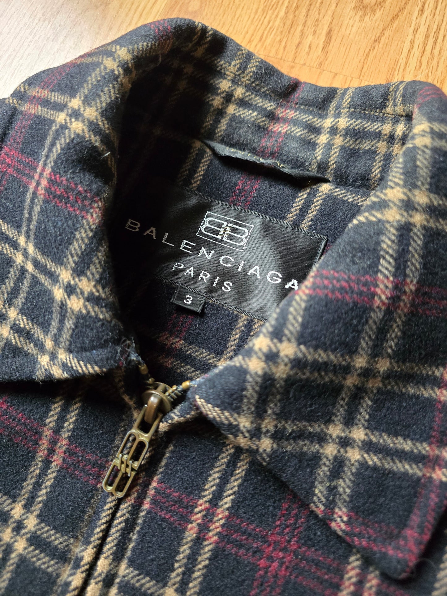 Vintage Balenciaga Wool Plaid Harrington Jacket (S/M)