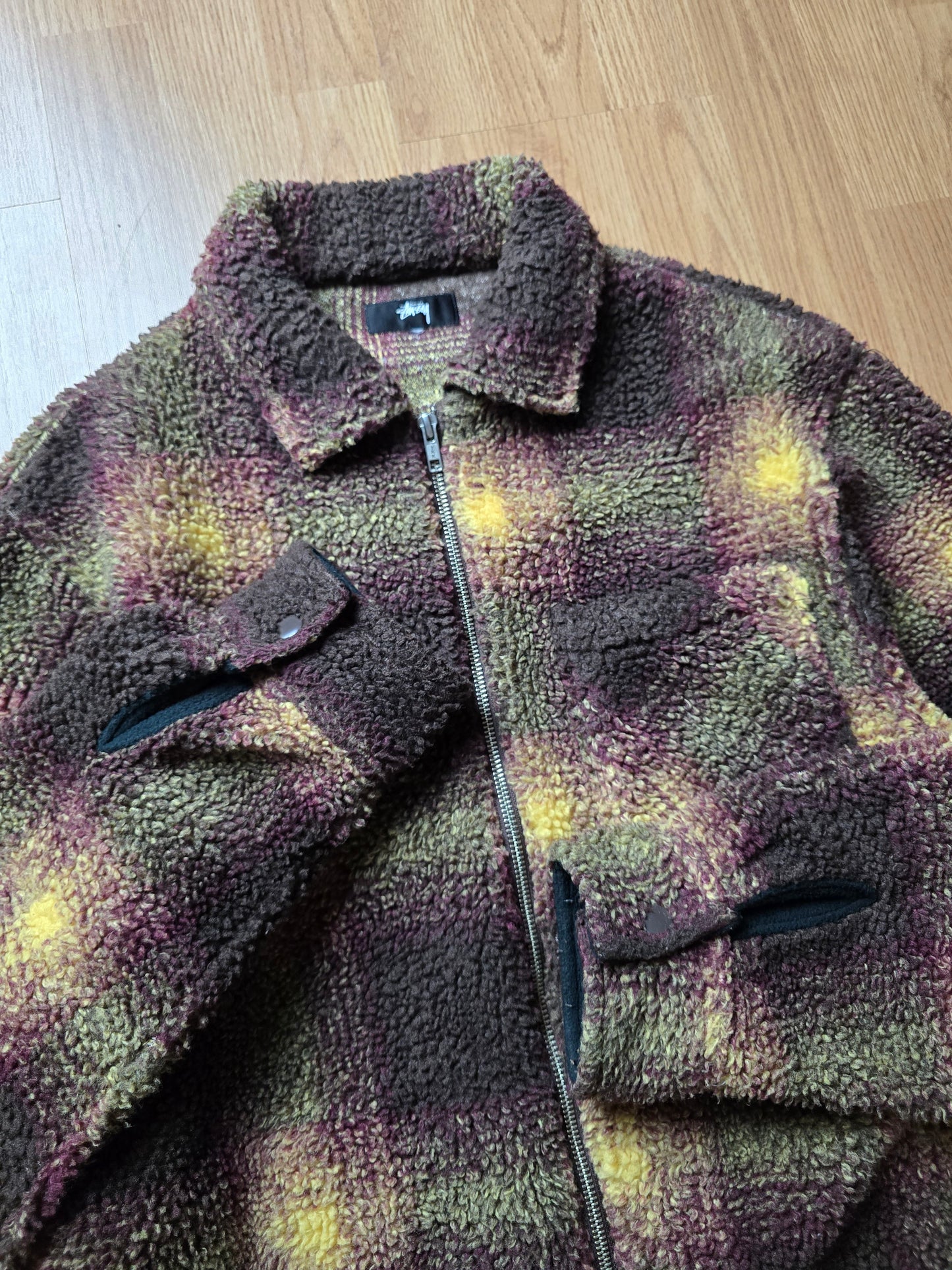 Stussy 'Shadow Plaid' Sherpa Zip Shirt/Jacket (M)