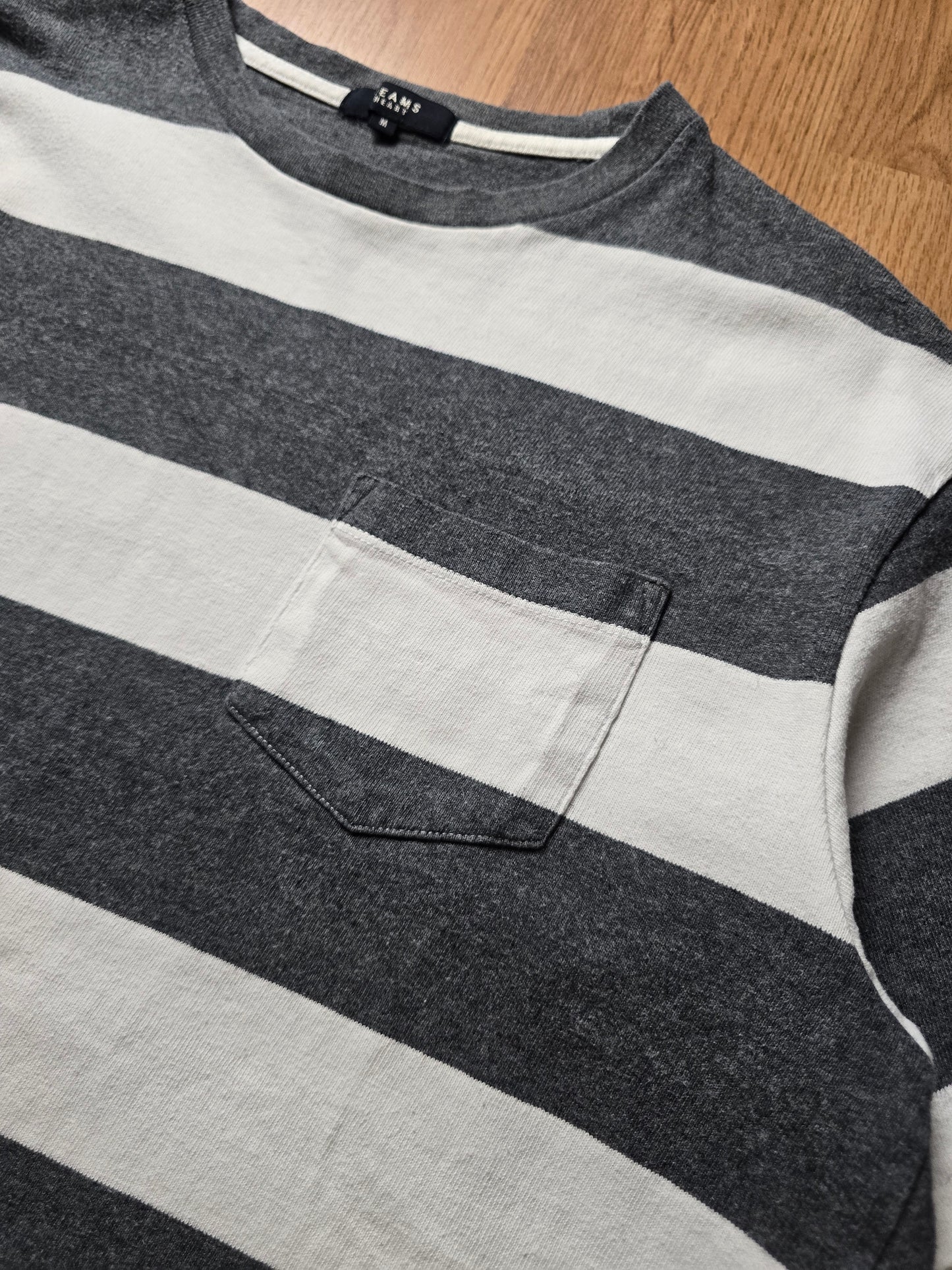 Beams Heart Boxy Striped Pocket Tee (M)