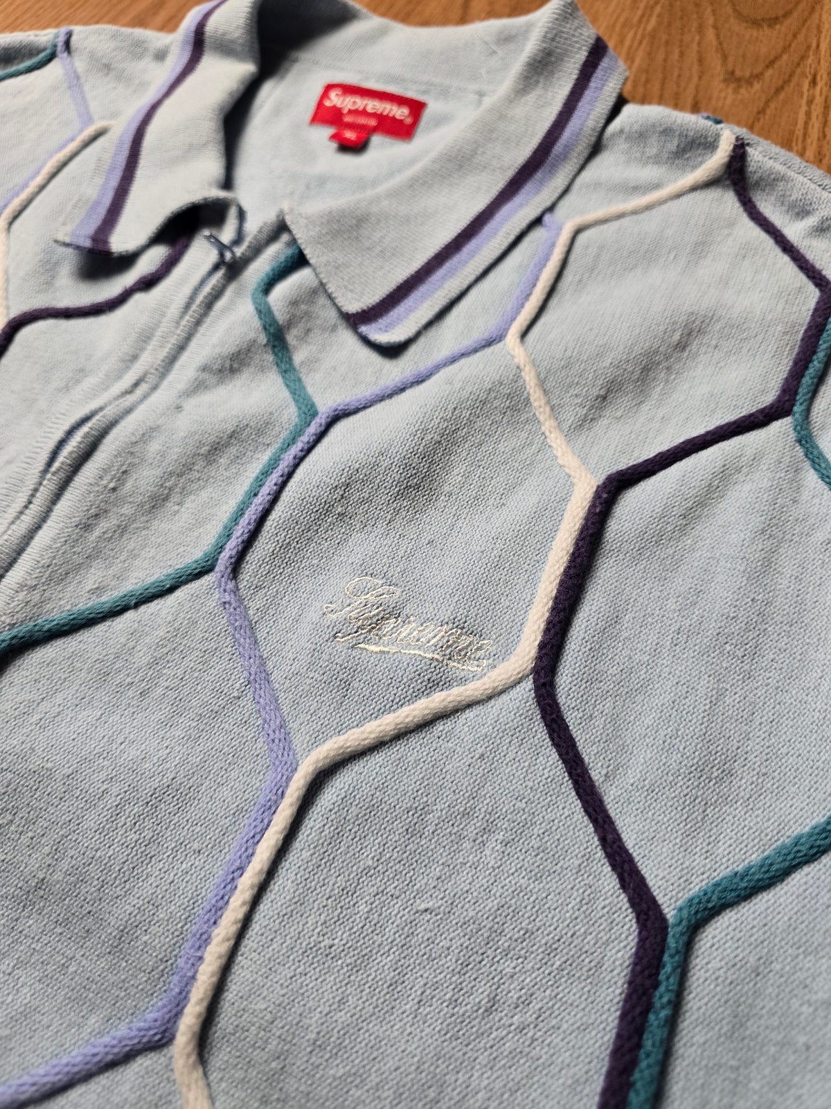 Supreme Hex Zip Up Polo Shirt (L/XL)