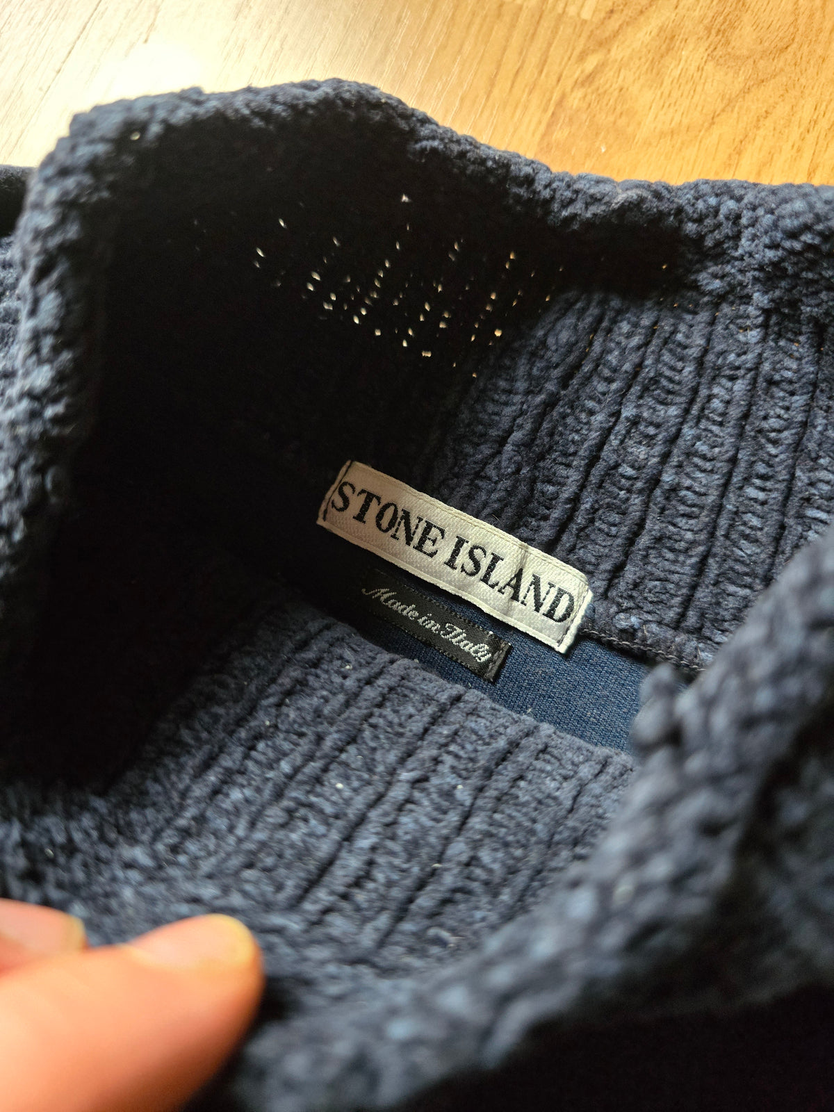 Stone Island AW95 Green Edge Dual layer Chenille Cotton Blend Knit Sweater (M/L)