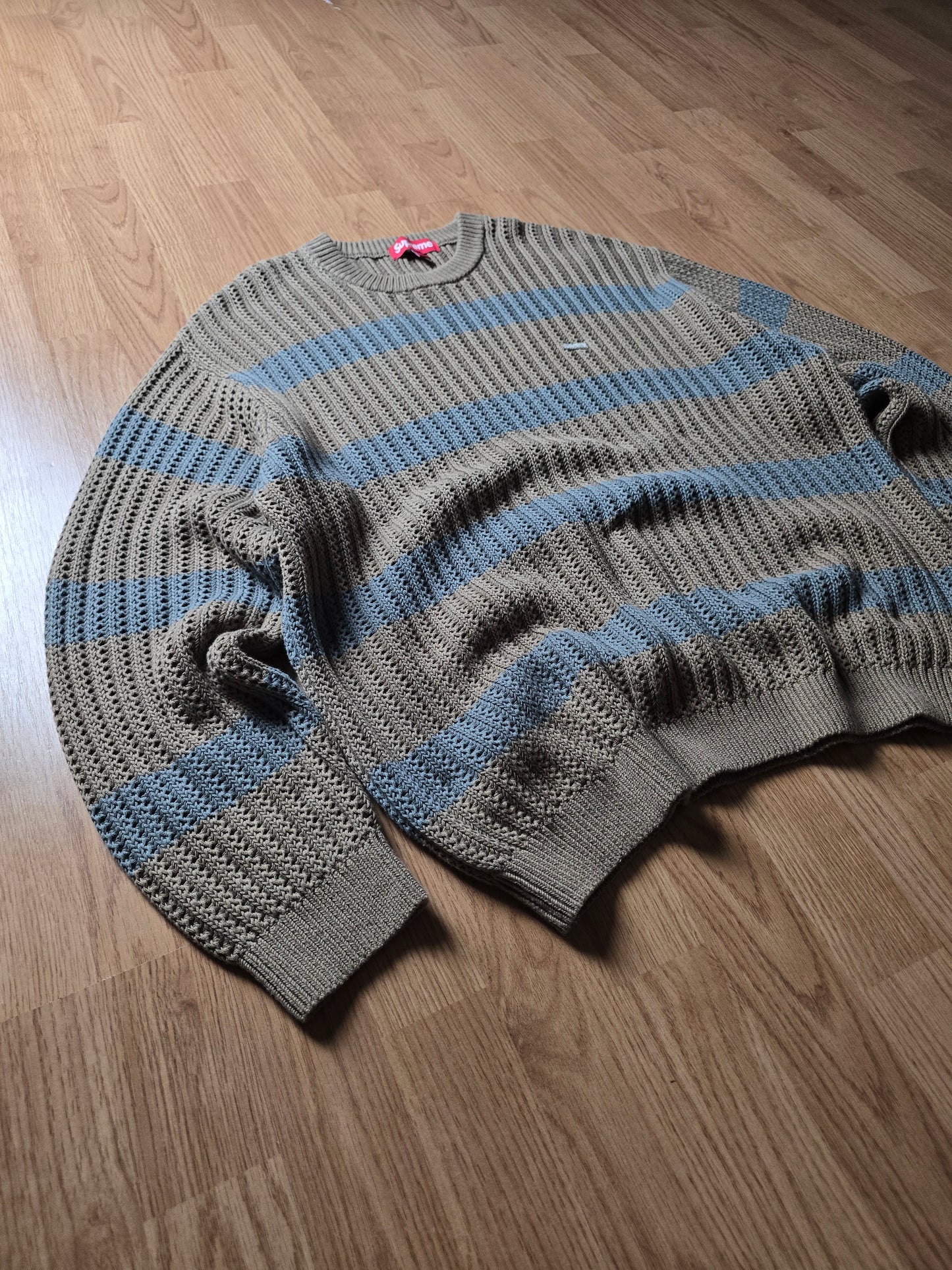 Supreme Loose Gauge Small Box Stripe Knit Sweater (L)