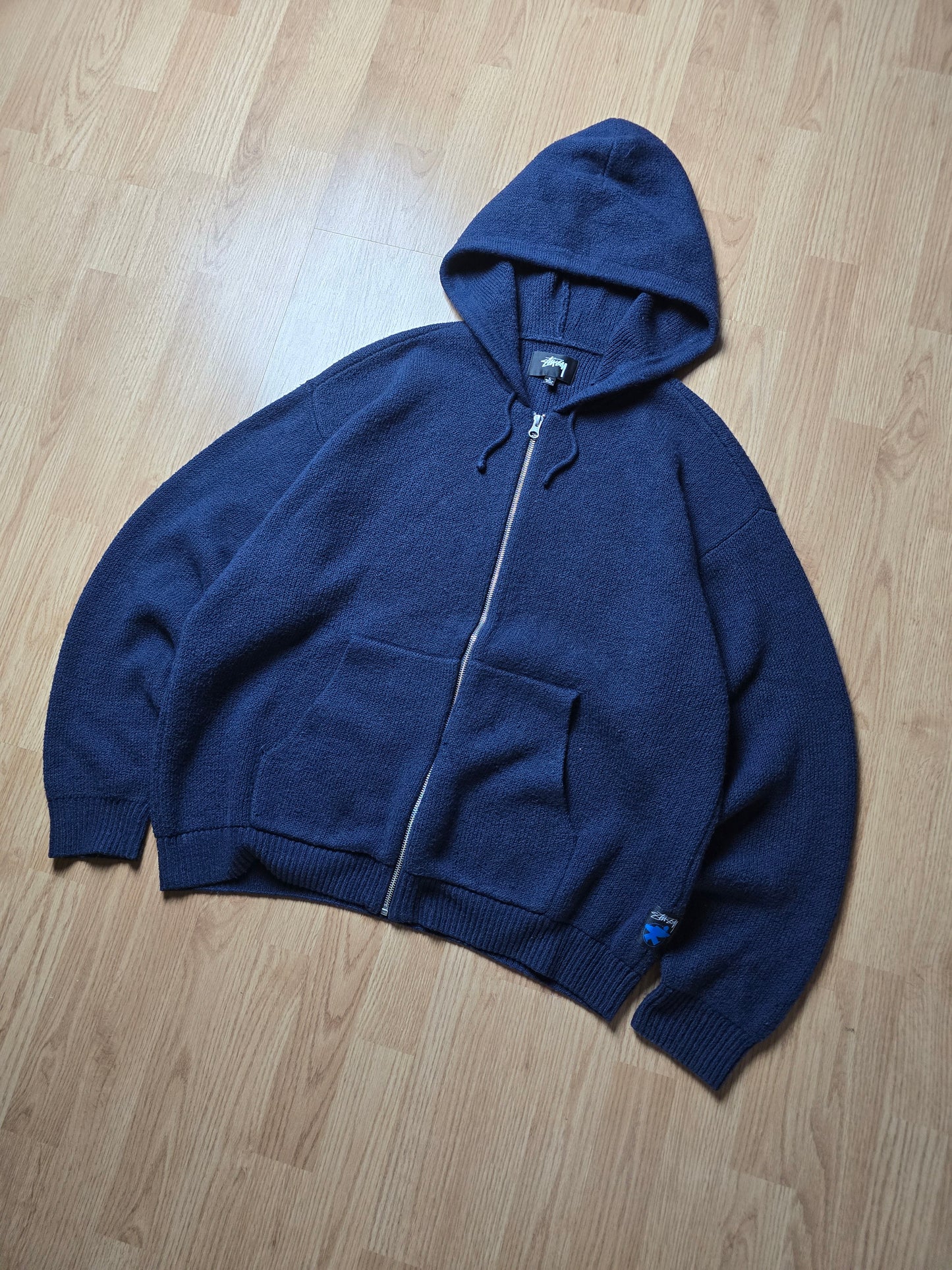 Stussy Merino Wool Blend Hooded Knit Zip Sweater (L)