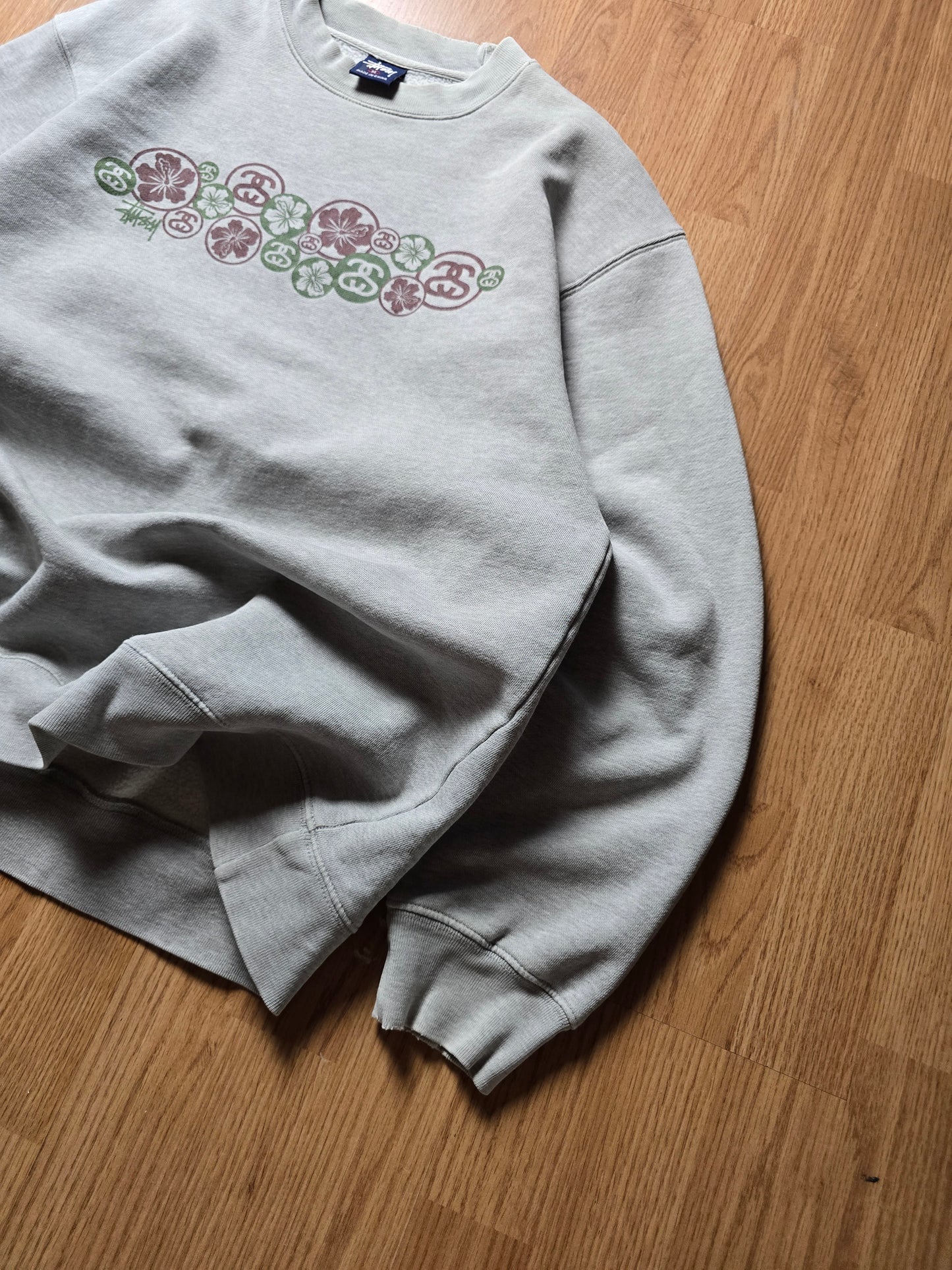 90s Stussy Floral Print Crewneck Sweatshirt (M)