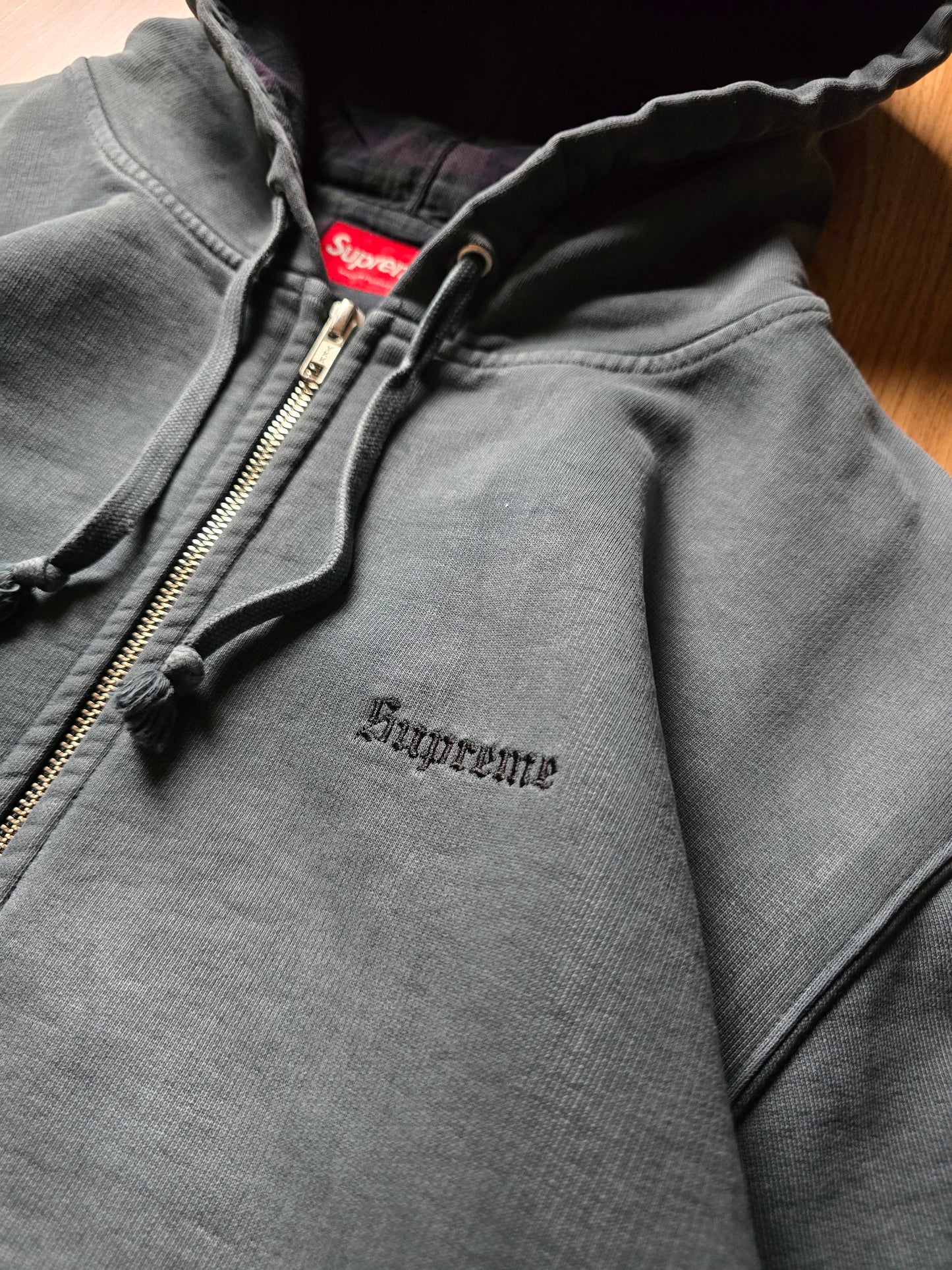 Supreme Bleached Plaid Lined Zip-Up Hoodie (XL)