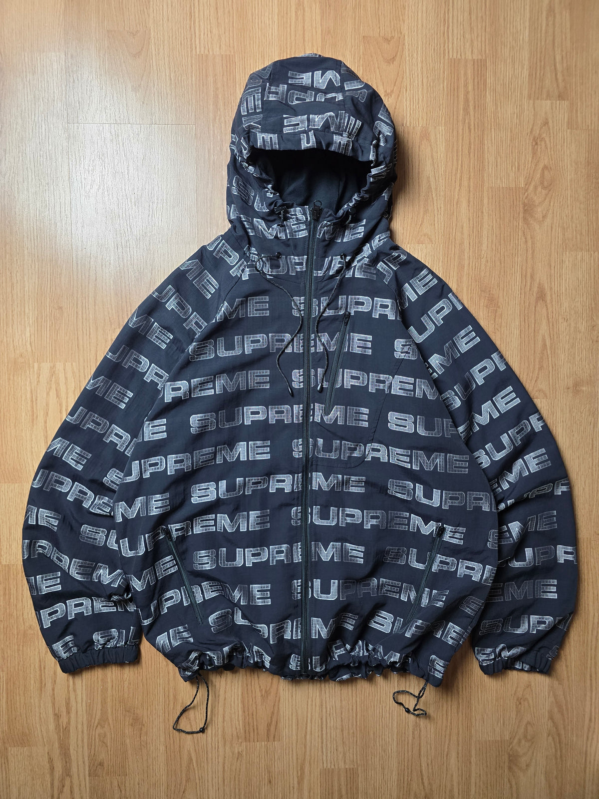 RARE Supreme Logo Ripstop Hooded Track Jacket (XL)