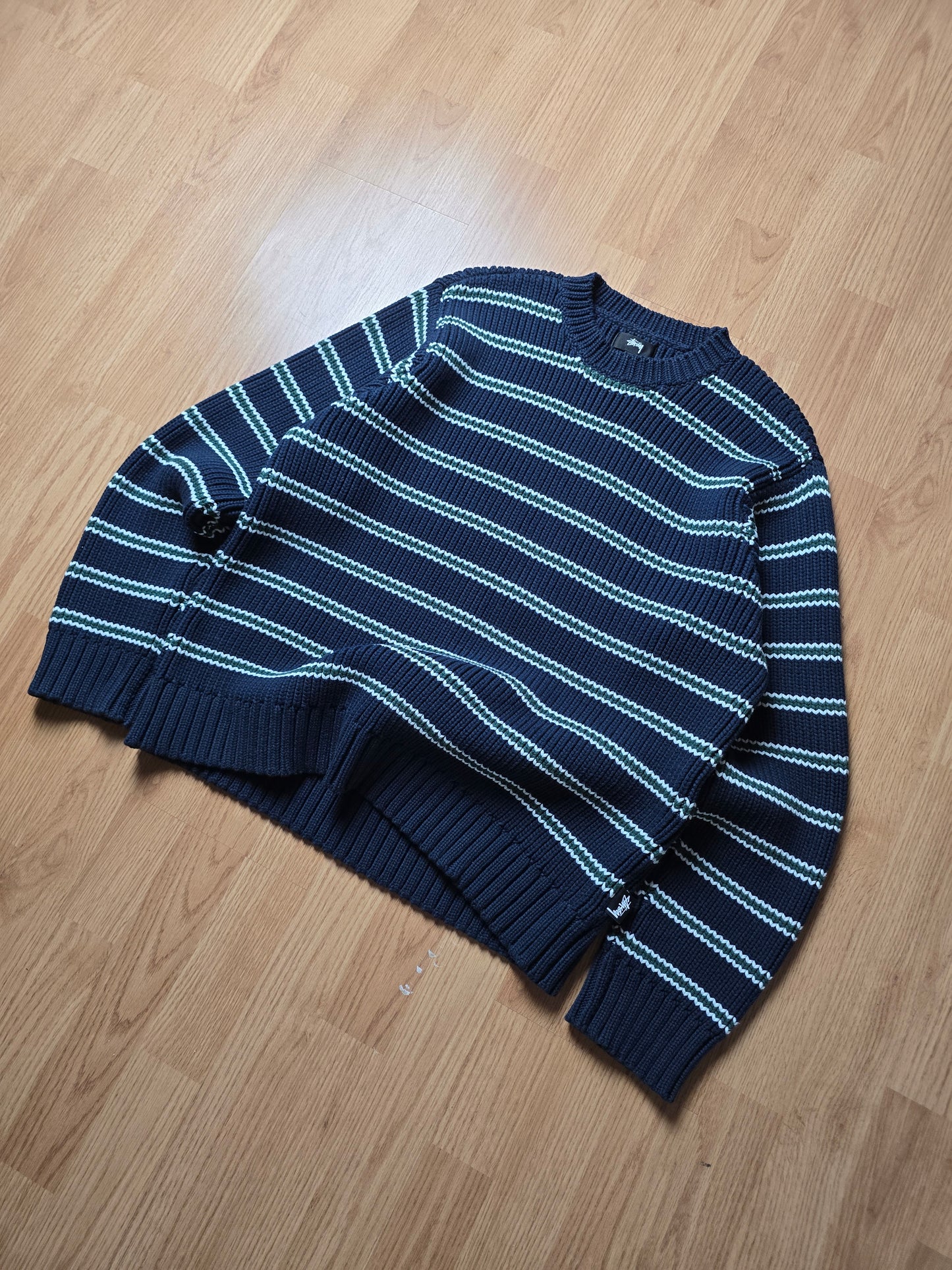 Stussy Stripe Knit Crewneck Sweater (S/M)