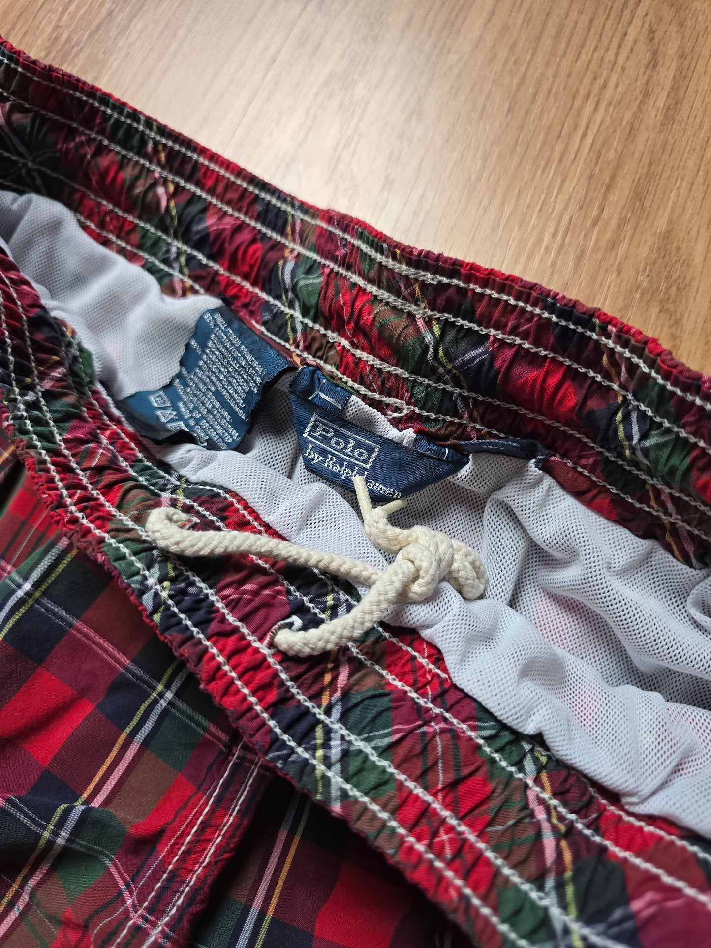00s Ralph Lauren Big Pony Plaid Swim Shorts (M)
