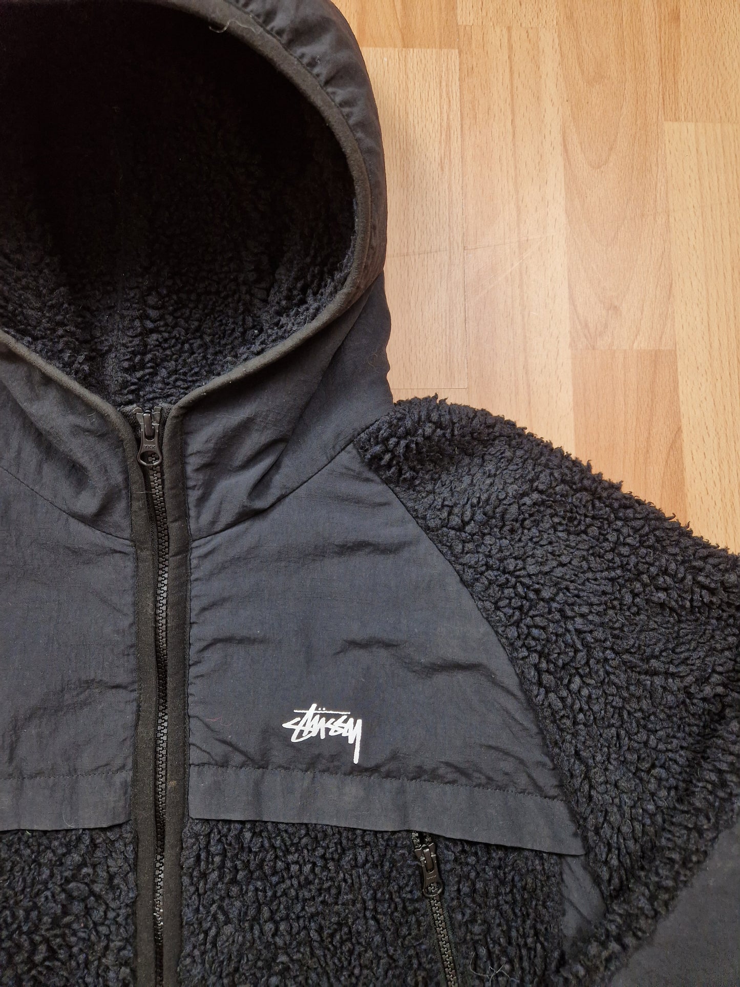 Stussy Paneled Hooded Sherpa Jacket (S/M)