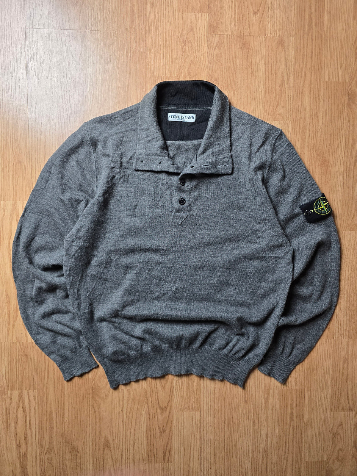 Stone Island 1/4 Button Lightweight Wool Knit Sweater (M)