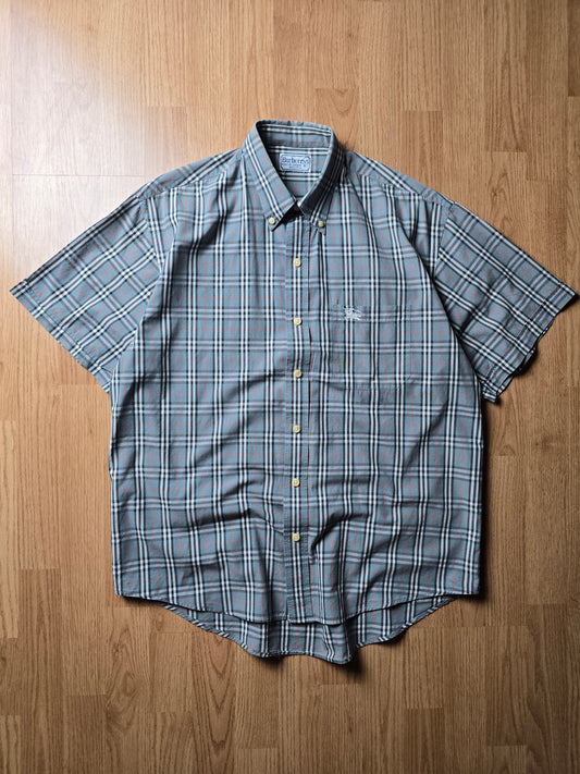 Vintage Burberry SS Blue Nova Check Flannel Shirt (L/XL)