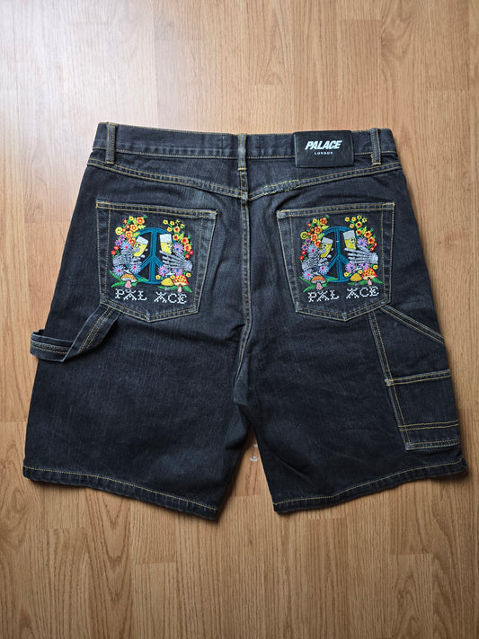 RARE Palace 'Hippy Salute' Denim Jorts Shorts (32)