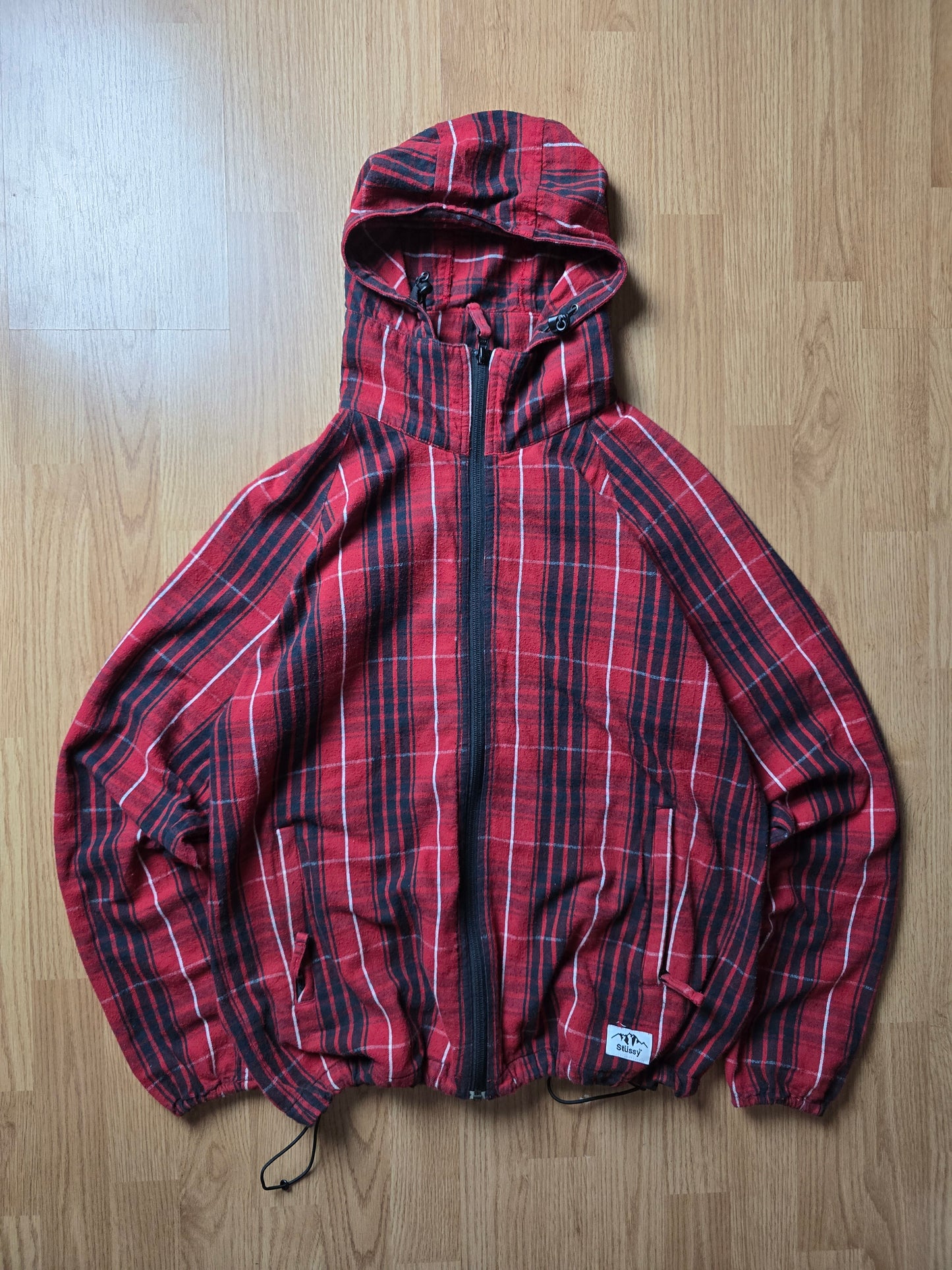 00s Stussy Plaid Zip Up Lightweight Cotton Jacket (M)